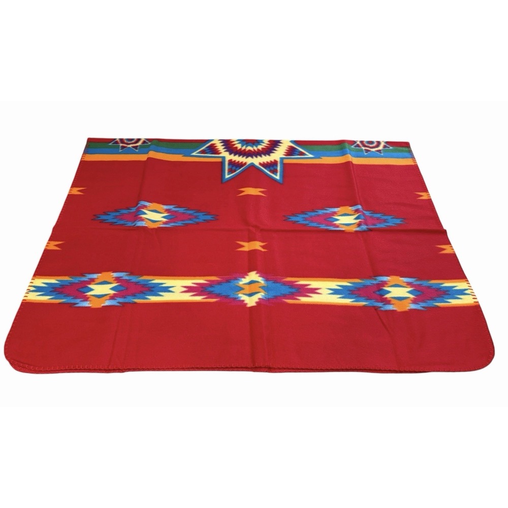 NWOT St Labre Indian School Native American Fleece Blanket Throw Southwest Red - Picture 3 of 6